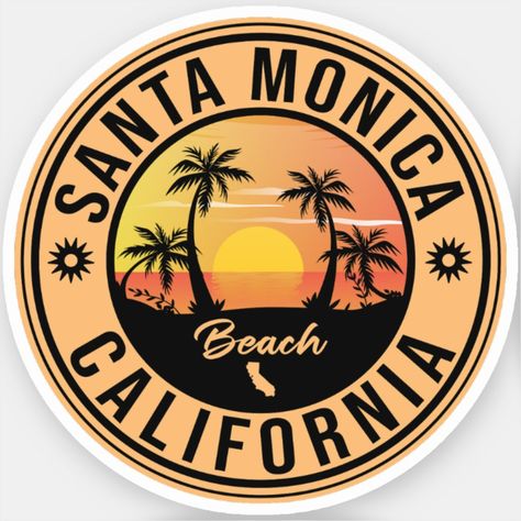 Santa Monica California. This retro design makes a great Christmas or Birthday gift for fans of Santa Monica Beach. The retro summer vibes design is a perfect gift for travel lovers and tropical destinations fans. Solana Beach California, Sunset Vacation, California Retro, Santa Monica Beach, Solana Beach, California Sunset, San Diego Beach, Santa Monica California, Tropical Destinations