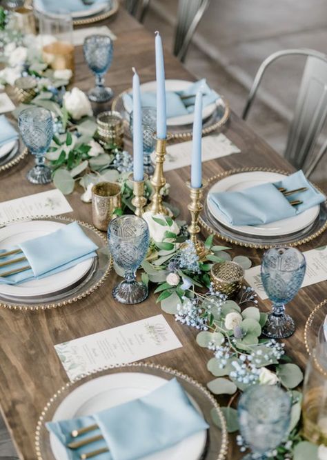 Baby Blue Weddings, Blue Wedding Decorations, تصميم الطاولة, Tafel Decor, Blue Bridal Shower, Light Blue Wedding, Blue Themed Wedding, Dusty Blue Weddings, Wedding Theme Colors