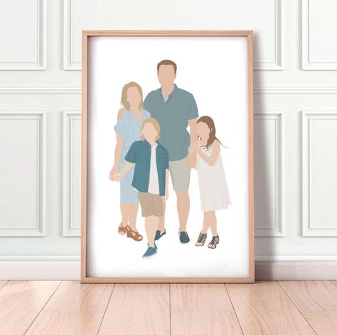 Faceless Family Portrait, Faceless Portrait Illustration, Character Lineart, Lifestyle Drawing, Portrait Light Exposure, Lovely Person, Wedding Canvas, Faceless Portrait, Family Couple