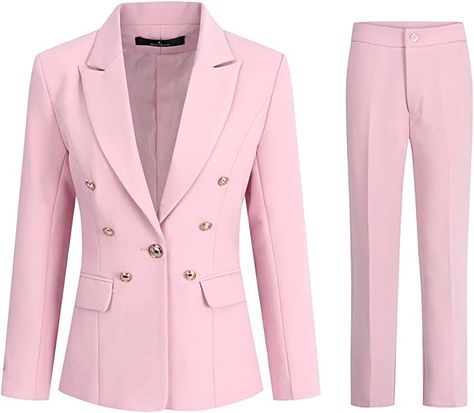 Amazon.com: Women's 2 Pieces Vintage Office Lady Suit Set One Button Blazer and Suit Pants Black : Clothing, Shoes & Jewelry Workplace Fashion, Blazer Design, Blush Pants, Lady Suit, Women In The Workplace, White Pants Women, Office Suit, One Button Blazer, Womens Office