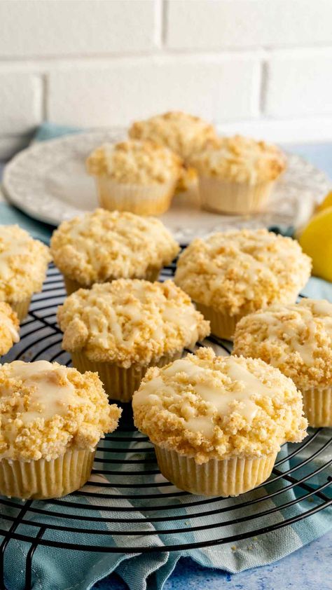 Lemon Muffins with Streusel Topping - Mama Needs Cake® Lemon Strudel Muffins, Lemon Crumble Muffins, Lemon Streusel Muffins, Blueberry Cream Cheese Coffee Cake, Crumb Topping For Muffins, Muffins With Streusel Topping, Cheese Coffee Cake, Pie Ideas, Cream Cheese Coffee Cake