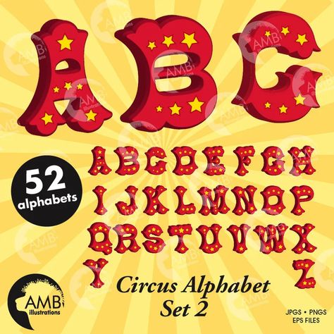 Circus Alphabet Circus Letters With Stars Circus Fonts | Etsy Circus Letters, Circus Font, Image Paper, Alphabet Clipart, Blog Template, Teacher Tools, Art Kits, Alphabet And Numbers, Art Kit