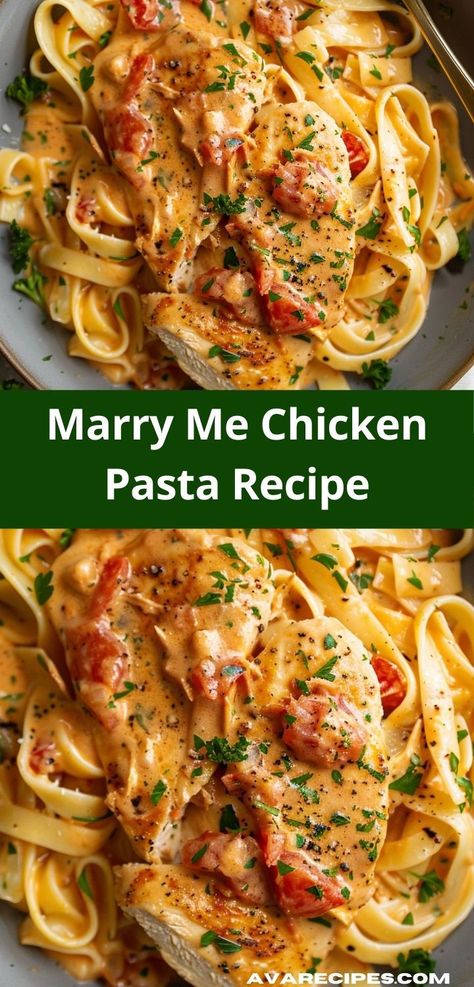 Looking for easy chicken recipes? This Marry Me Chicken Pasta recipe is perfect! Great for dinner ideas, it’s a married me chicken recipe that fits both family dinners and romantic dinners. Popular Chicken Recipes Dinners, My Chicken Recipes, Chicken Meal For One, Marry Me Chicken Recipe Pasta, Honeymoon Chicken Recipe, Mary Me Chicken Recipes, Romantic Meal Ideas, Dinner Chicken Breast Recipes, Dinner Idea Pasta