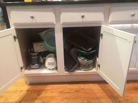 My wife and I loved the other project  we did ( This one) that I decided to expend it to other parts of the kitchen!   We all Have this... A terrible messy lower cabinet that seems to just fill to the brim with everything!  What a mess.  We can fix this.   In this project we will be replacing existing lower cabinets with drawers.Start by taking off the doors and the divider. The 2 1/2inch divider was simply held together with pocket screws, two on the top and bottom each.  I simply had… Turn A Cabinet Into Drawers, Add Drawer To Kitchen Cabinet, Add Drawers To Kitchen Cabinets, Adding Drawers To Kitchen Cabinets, Adding Drawers To Existing Cabinets, Kitchen Remodel Using Existing Cabinets, Turning Cabinets Into Drawers, Convert Kitchen Cabinets To Drawers, Adding Drawers To Cabinets