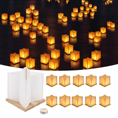 Floating Candles Birthday, Hanging Lanterns Tree Wedding, Fairy Lights Wedding Altar, Wedding Centerpieces Candle Lanterns, Wedding Cake Table With Lanterns, Floating Candle Lanterns, Floating Candles For Pools, Hanging Candle Backdrop, Paper Lantern With Led Lights