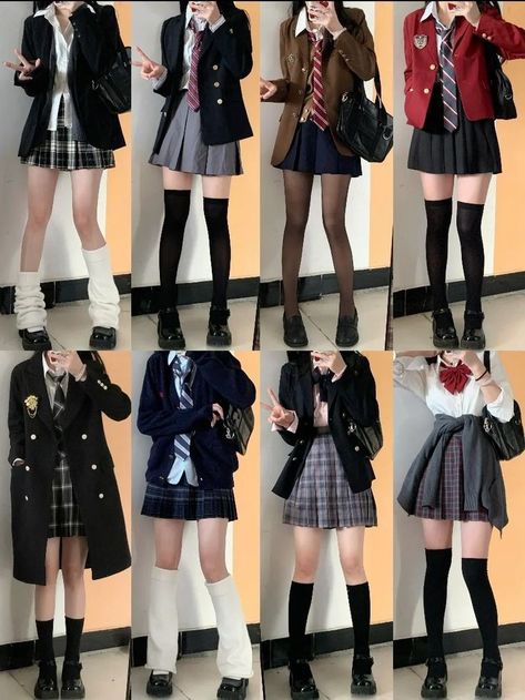 School Uniform Reference, Uniform Outfits Aesthetic, School Uniform Outfits Aesthetic, Japanese School Outfits, Aesthetic School Uniform, Korean Uniform School, School Outfits Uniform, School Uniform Design, School Uniform Ideas