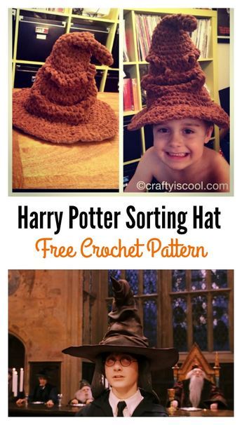 Adorable Harry Potter Sorting Hat Free Crochet Pattern Hat Free Crochet Pattern, Pola Topi, Beginning Crochet, Harry Potter Sorting, Harry Potter Sorting Hat, Harry Potter Crochet, Anniversaire Harry Potter, Crochet Scarf Pattern Free, Sorting Hat