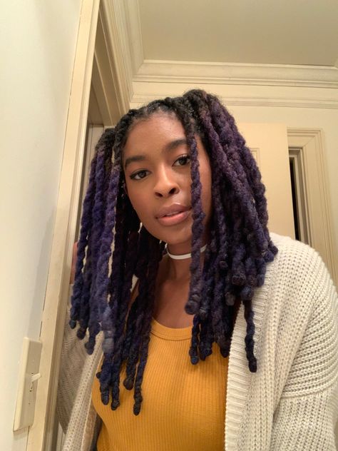 Locs Styles Short Hair, Rope Twist Locs, Locs Styles Short, Rope Twist Locs Styles, Styles Short Locs, Purple Locs, Black Locs, Twist Locs, Purple Dreads