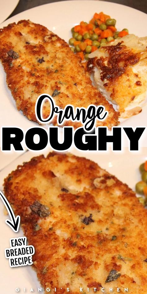 Orange Fish Recipe, Orange Ruffy Recipes, Breaded Fish Recipes, How To Cook Orange Roughy, Breaded Fish Fillet, Orange Roughy Recipes Air Fryer, Recipes For Orange Roughy Fish, Tilapia Recipes Breaded, Orange Roughy Recipes Baked