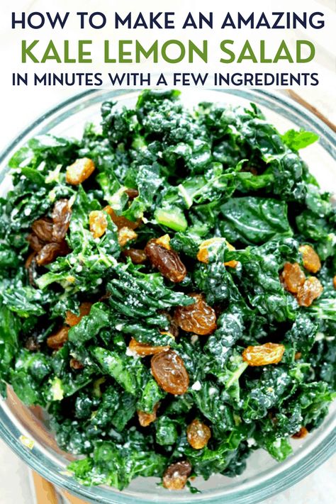 Healthy Kale Salad, Easy Kale Salad, Kale Salad Dressing, Kale Salad Recipes, Kale Recipes, Kale Salad, Veggie Dishes, Side Salad, Healthy Salad Recipes