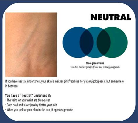 NEUTRAL UNDERTONE!! This helpful test will tell you if you have NEUTRAL Undertone. #beauty #makeuptip #neutral #undertone #helpful #foundation Neutral Undertone, Green Veins, Skin Undertones, Neutral Undertones, Georgia Tech Logo, Skin Tone, Makeup Tips, Red And Blue, Blue Green