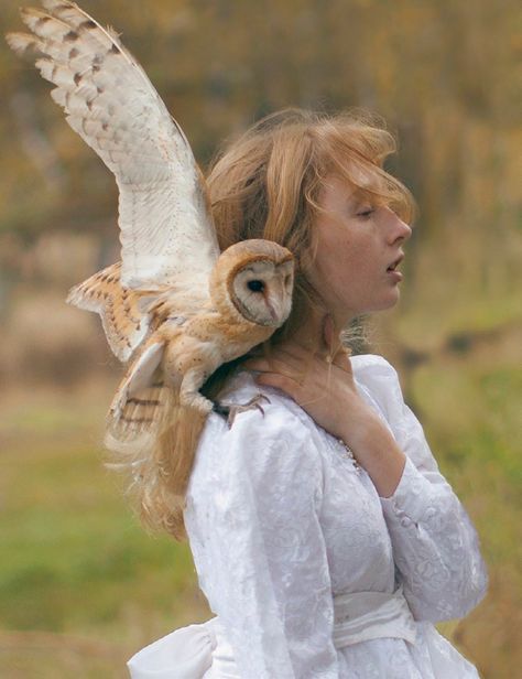 The Enchanted World of Katerina Plotnikova – Enchanted Living Magazine Twisted Fairytales, Surreal Portrait, Woman In White, Fantasy Photography, Photographs Of People, Barn Owl, 인물 사진, Photo Reference, Animals Wild