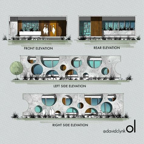 Home Elevation, Interior Design Sketchbook, Architecture Design Presentation, Class Inspiration, Architecture Blueprints, Bubble House, Concept Models Architecture, Pelan Rumah, Architecture Portfolio Design