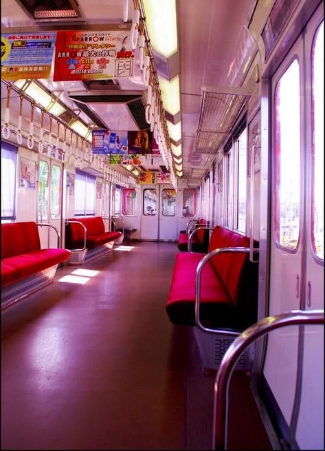 Japanese Trains Aesthetic, Train Inside Photography, Subway Interior Train, Inside A Subway Train, Inside Train Reference, Train Interior Drawing, Japan Train Inside, Japanese Train Inside, Train Interior Aesthetic