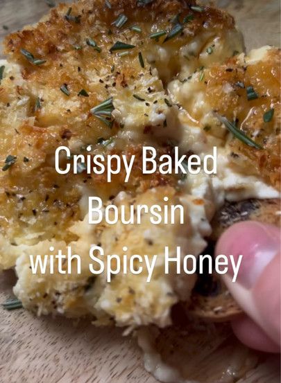 Crispy baked Boursin with spicy honey, Amazon, holiday meal #LTKSeasonal #LTKhome #LTKHoliday Mikes Hot Honey, Boursin Appetizers, Baked Boursin, Honey Appetizers, Boursin Cheese Recipes, Boursin Recipes, Hot Honey Recipe, Turkey Soup Recipe, Boursin Cheese