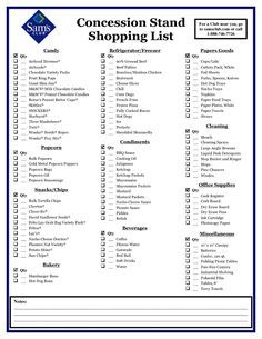 Shopping List … Concession Stand Concession Food Concession With Regard To Concession Stand Menu Template - 10+ Professional Templates Ideas | 10+ Professional Templates Ideas Concession Stand Organization, Baseball Theme Food, March Meal Plan, Concession Stand Menu, Baseball Concessions, Month Of Meals, Concession Stand Food, Fundraiser Food, Banquet Food