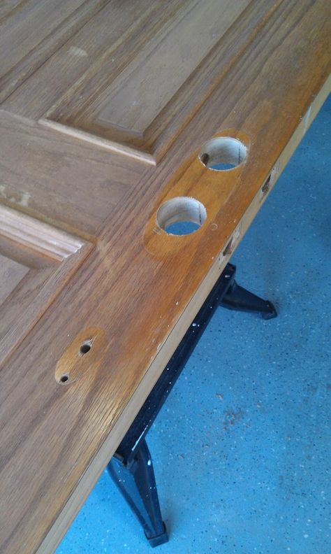 Have a hole in a piece of wood or in a door that needs filling? Here's the easiest way to fix it! How To Fill Holes In Wood, Awesome Woodworking Ideas, Raised Planter Beds, Woodworking Cabinets, Best Woodworking Tools, Diy Workbench, Woodworking Joinery, Woodworking Table, Woodworking Workbench