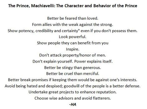 The Prince by Machiavelli. Main Characters of a Prince The Prince Book Machiavelli, The Prince Machiavelli, Nicolo Machiavelli, Machiavelli Quotes, Dark Triad, A Prince, When You See It, Psychology Books, Writing Ideas