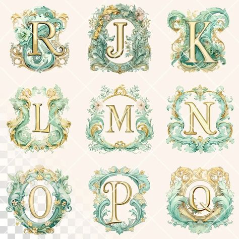 Pastel Mint, Illuminated Letters, Png Download, Rococo, Transparent Png, Etsy Australia, Digital Drawing, Alphabet, Drawing Illustrations