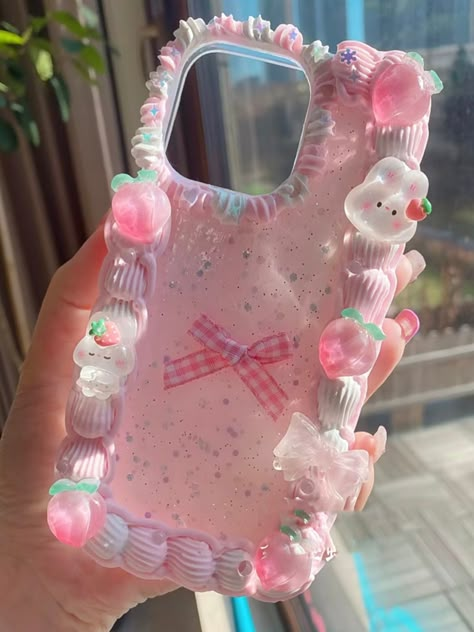 Cute Bunny and Peach Decoden Phone Case for All Brand All model available. Leave messages for us if your model is not list above. Decoden Phone case need 10-15 days to dry out. We will send out your package as soon as possible. ❗️About Product - Every decoden product is made by hand, so we can not guarantee that the product will as same as the one in picture, and there may have some small differences and imperfections. So every product is unique, and I think this is the charm of handwork.  - Ple Whipped Phone Case, Cute Decoden Phone Case, Diy Phone Case Charms, Hello Kitty Decoden Phone Case, Decoden Phone Case Pink, Deco Phone Cases Whipped Cream, Deco Den Phone Case, Decoden Phone Case Sanrio, Decoden Phone Case Simple