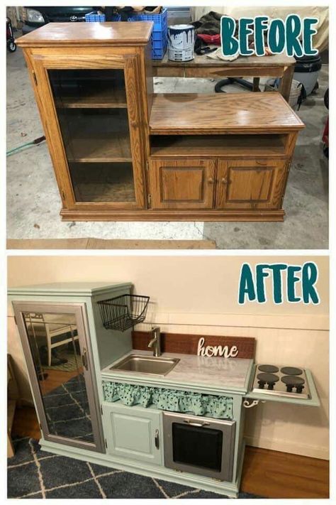 Old Tv Stand, Old Tv Stands, Diy Kids Kitchen, Diy Kids Furniture, Play Kitchens, Kids Play Kitchen, Play Furniture, Diy Play Kitchen, Diy Furniture Renovation