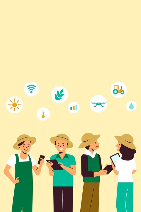 Farmers using smart agriculture background illustration | premium image by rawpixel.com / audi Entrepreneurship Background, Farmers Illustration, Farming Illustration, Agricultural Biotechnology, Farmer Illustration, Agriculture Pictures, Industry Illustration, Smart Agriculture, Agriculture Background