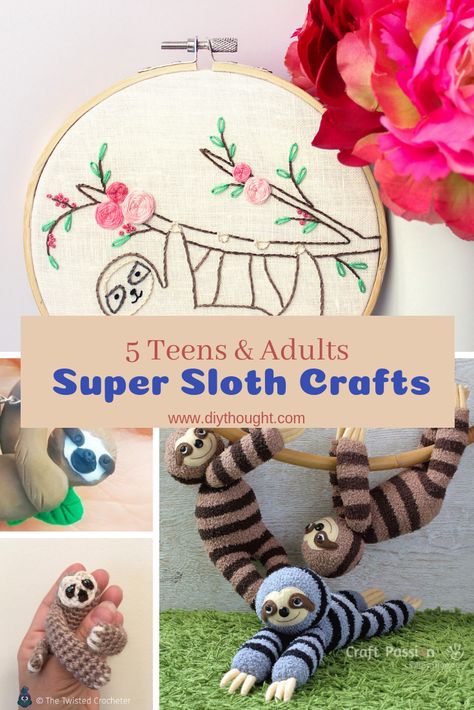 5 Teens & Adults Super Sloth Crafts - diy Thought Sloth Crafts, Sloth Craft, Diy Sloth, Sloth Cake, Sloth Cakes, Sloth Party, Crochet Sloth, Sloth Art, A Sloth