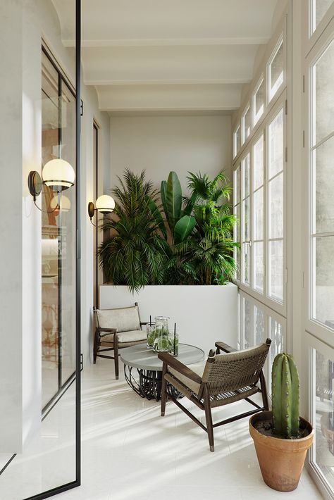 Breathing In Nature & Peace With Scandi-Boho Interiors Scandi Boho Interior, Ideas Terraza, Minimalist Dekor, Interior Balcony, Lots Of Plants, Tiny Balcony, Small Condo, Mediterranean Interior, Scandi Interiors