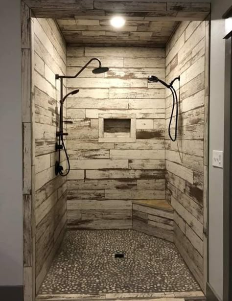 Rustic Bathroom Shower, Cabin Bathrooms, Bathroom Farmhouse, River Cabin, Vintage Decorating, Rustic Bathroom Designs, Cake Rolls, Bathroom Farmhouse Style, Rustic Bathrooms