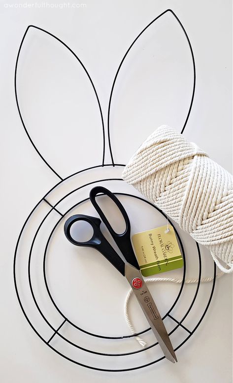 Bunny Wire Wreath Diy, Bunny Wreath Diy Dollar Stores, Dollar Store Bunny Wreath, Easter Egg Wreath Dollar Tree, Bunny Wreath Dollar Tree, Dollar Tree Bunny Wreath Diy, Wire Bunny Wreath, Easter Florals Diy, Easter Bunny Wreath Diy