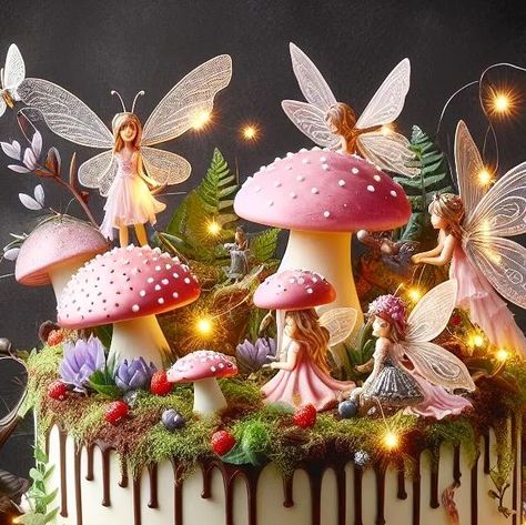 Forest Fairy Cake, Enchanted Fairy Garden Birthday Cake, Enchanted Forest Cake Ideas, Fairy Forest Cake Enchanted Garden, Woodland Fairy Cake Enchanted Forest, Forest Cake Ideas, Mushroom Fairy Cake Ideas, Woodland Fairy Cake, Enchanted Forest Cake