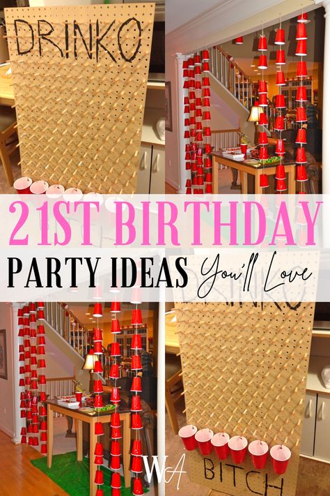 Im OBSESSED with these 21st-birthday party ideas Easy 21st Birthday Decorations, 21st Birthday Wreath, 21st Birthday Party Men, 21st Birthday Outdoor Party, Birthday Party For Him Husband, 21st Bday Game Ideas, Embarrassing Birthday Ideas, Male Bday Party Ideas, 21st Home Party Ideas