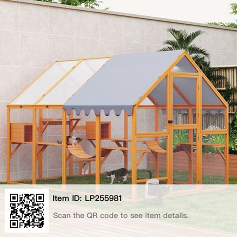 Cat Catio, Outside Cat Enclosure, Outside Cat House, Outdoor Pet Enclosure, Cat Playpen, Cat Enclosures, Wooden Cat House, Cat Fence, Cat Patio