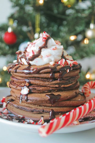 Hot Chocolate Pancakes, Candy Cane Recipe, Gingerbread Pancakes, Light And Fluffy Pancakes, Love From The Oven, Buttermilk Pancake Mix, Christmas Breakfast Recipe, Delicious Hot Chocolate, Peppermint Hot Chocolate