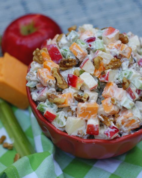 Easy Apple Recipes For Fall- Saturday Seven - a southern discourse Apple Cheese Salad, Appetizer Party Menu, Thanksgiving Main Dish, Apple Cheese, Cheese Salad Recipes, Brunch Salad, Salad Cheese, Jello Salads, Potluck Salad