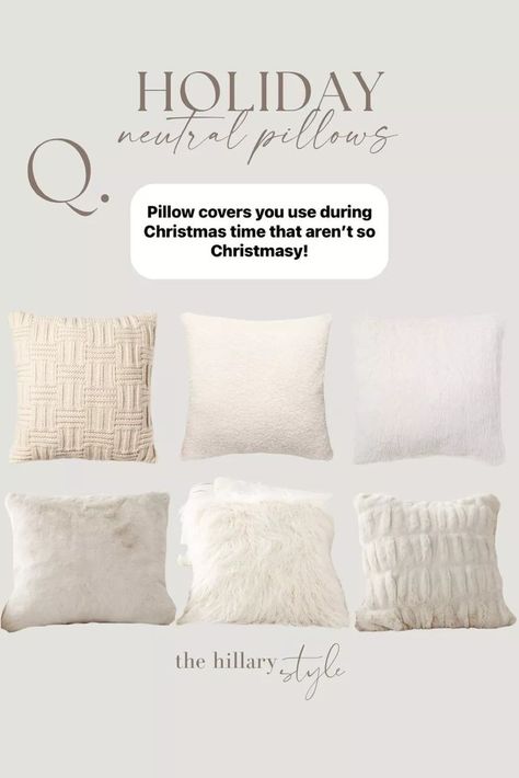 Holiday neutral pillows! Fur pillows. Cream pillows. Ivory pillows. Throw pillows. Pottery barn. Target. Fur Pillows, Holiday Pillows Covers, Neutral Throw Pillows, Ivory Pillow, Pillows Throw, Cream Pillows, Neutral Pillows, Faux Fur Pillow, Fur Pillow