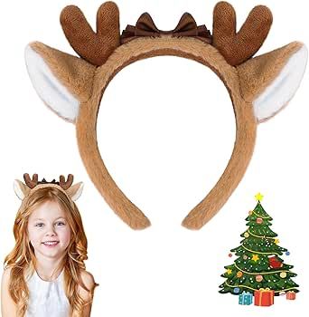 Shintop Deer Antlers Headbands, Deer Antlers Cute Reindeer Ears Headbands with Bow Halloween Party Cosplay for Adults Deer Antler Headband Diy, Deer Ears Headband, Animal Costumes For Adults, Reindeer Antlers Headband, Christmas Headwear, Deer Headband, Antlers Headband, Deer Antlers Headband, Reindeer Ears