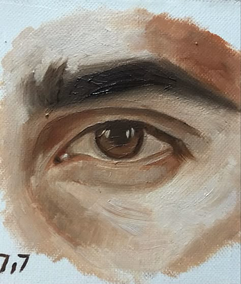 Brown Eye Painting, Eyes Painting, Simple Oil Painting, Painted Eyes, Oil Painting Inspiration, Eye Painting, Portrait Paintings, Watercolor Sketch, Art Inspiration Painting