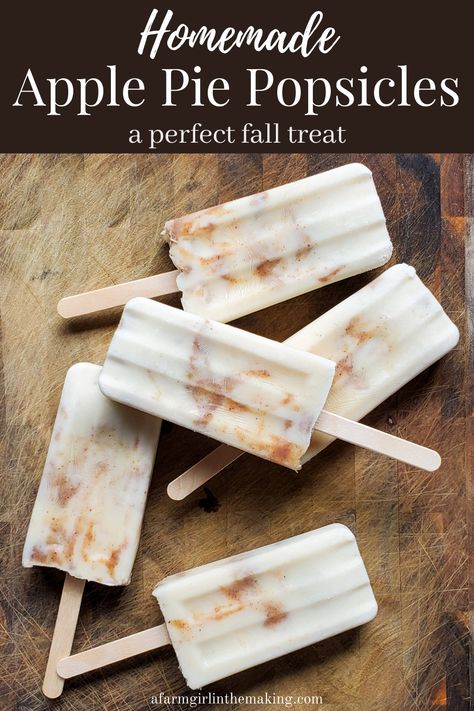 Freezer Treats, Apple Popsicles, Fall Popsicles, Home Made Popsicles, Frozen Popsicle Recipes Healthy, Apple Juice Popsicles, Natural Popsicles For Kids, Healthy Fudge Popsicle Recipes, Easy Popsicles