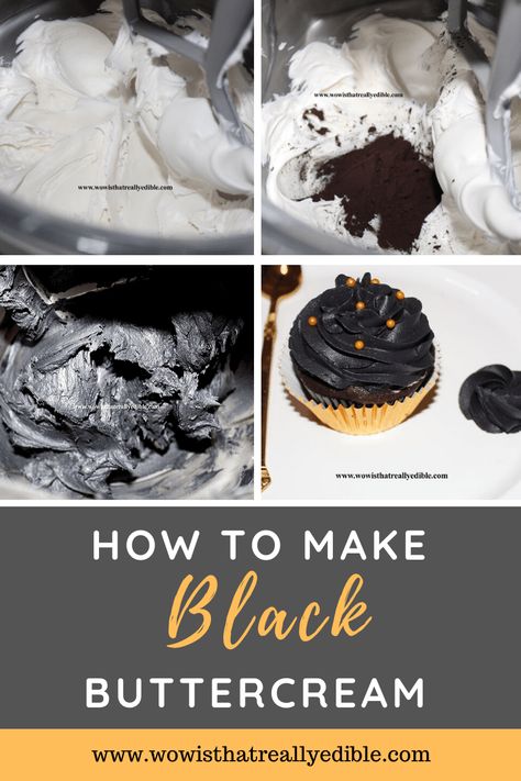 How to Make Black Buttercream Frosting - Wow! Is that really edible? Custom Cakes+ Cake Decorating Tutorials Black Buttercream Frosting, Black Buttercream, Black Icing, Black Frosting, Fondant Flower Cake, Making Butter, Wilton Cake Decorating, Frosting Tips, Buttercream Cupcakes