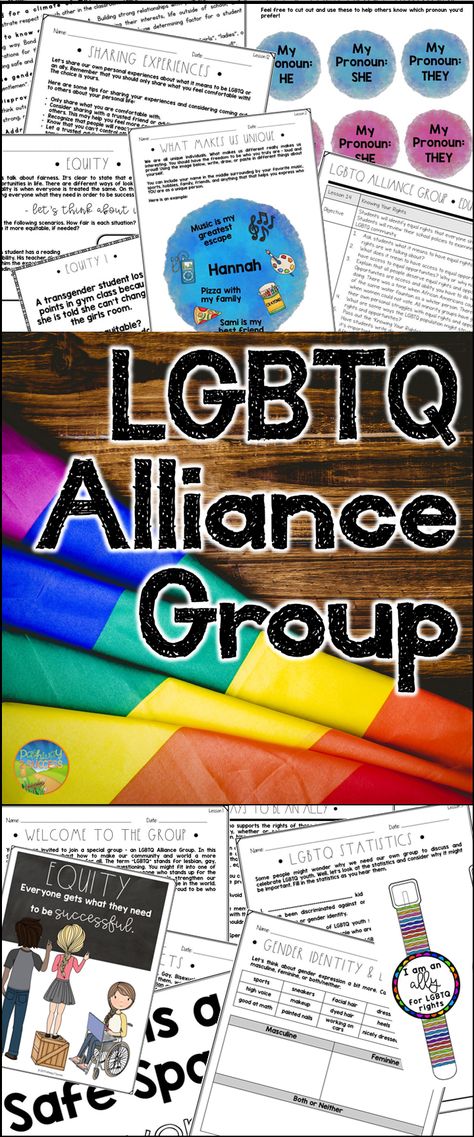 Teach acceptance and inclusiveness with an LGBTQ alliance group for young adults Lgbtq Support Group Activities, Gsa Activities High School, Gsa Club Ideas Middle School, Lgbtq Therapy Activities, Lgbtq Club Ideas, Gsa Club Activities, Pride Club Ideas, Gay Straight Alliance Club Activities, Gsa Club Ideas