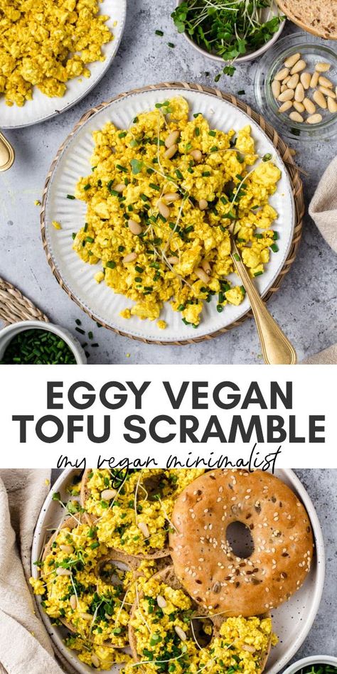 This vegan scrambled egg will satisfy all your vegan breakfast cravings! Protein-rich silken tofu serves as a great base, plus, there’s a secret egg-like ingredient! You simply need to try this vegan scrambled eggs recipe to believe how good it tastes! #veganegg #veganscramble #scrambledtofu #healthybreakfast #myveganminimalist Vegan Scrambled Eggs, Breakfast Cravings, Vegan Tofu Scramble, Savoury Breakfast, Tofu Scramble Vegan, Scrambled Tofu Recipe, Vegan Minimalist, Scrambled Eggs Recipe, Vegan Breakfasts