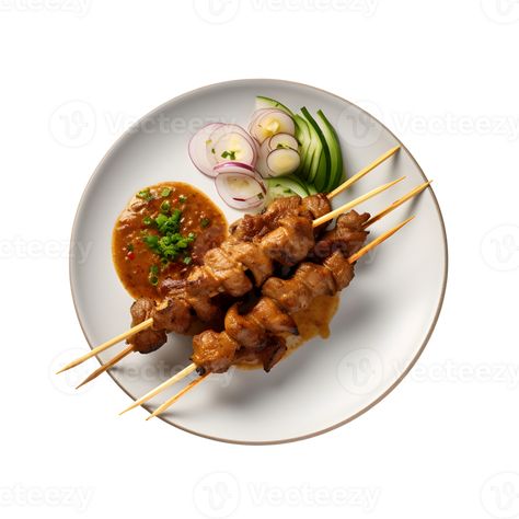 Chicken grilled satay skewers served with lime and peanut sauce, top view. Asian food. Satay Skewers, Chicken Grilled, Peanut Sauce, Cityscape Photos, The Chicken, Asian Food, Top View, Skewers, Grilled Chicken