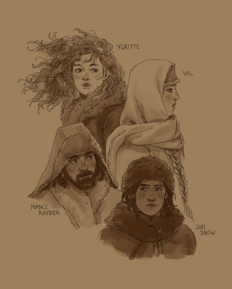 some wildlings (including mance for an anon a while ago!) + jon Jon Snow Art, Hotd Fanart, Asoiaf Fanart, Game Of Thrones Artwork, Asoiaf Art, Gra O Tron, Game Of Thrones Art, House Of Dragons, Ink Sketch