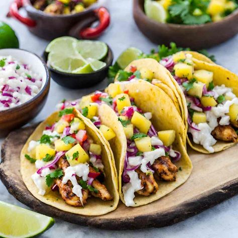 Jamaican Jerk Tacos, Jamaican Jerk Chicken Tacos, Jerk Fish Tacos, Jerk Chicken Tacos Recipe, Jamaican Tacos, Chicken Tacos With Pineapple Salsa, Jerk Chicken Tacos, Tacos With Pineapple Salsa, Tacos With Pineapple