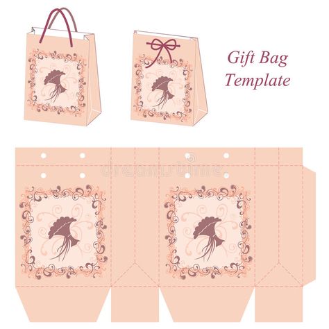 Mini Paper Bag, Pink Gift Bag, Mini Designer Bags, Gift Bag Templates, Printable Gift Bags, Mini Gift Bags, Mini Hand Bag, Bag Template, Box Templates