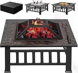 Firepit Table, Metal Fireplace, Outdoor Fire Pit Table, Fire Pokers, Metal Fire Pit, Portable Fire Pits, Square Fire Pit, Cozy Backyard, Patio Fire Pit