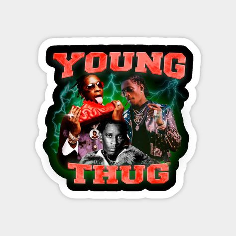 Vintage Young Thug Bootleg T-shirt -- Choose from our vast selection of magnets to match with your desired size to make the perfect custom magnet. Pick your favorite: Movies, TV Shows, Art, and so much more! Available in two sizes. Perfect to decorate your fridge, locker, or any magnetic surface with. Young Thug, Small Magnets, Custom Magnets, Hard Hats, Car Windows, Funny Stickers, Vintage Design, Custom Stickers, Favorite Tv Shows