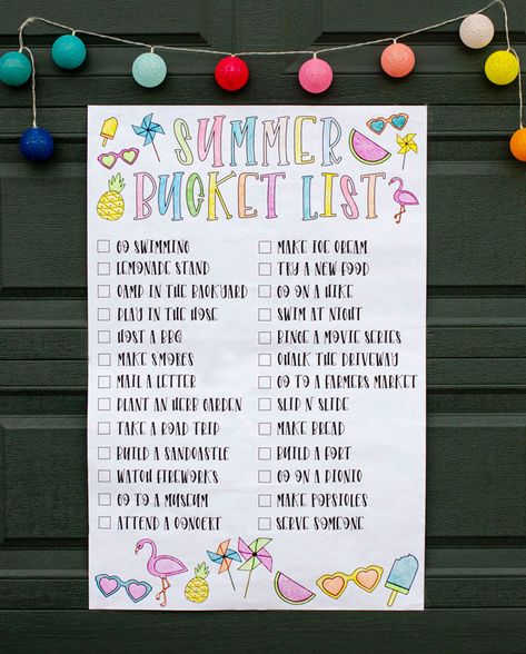 Summer Bucket List For Teens, Ultimate Summer Bucket List, Bucket List Printable, Bucket List For Teens, Rainbow Parties, Beach Packing, Bucket List Ideas, Summer Crafts For Kids, List Design