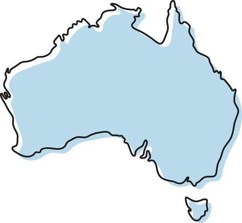 Australia Map Outline, Australia Map Illustration, Australia Outline, Aesthetic Map, Australia Illustration, Australian Map, Australia Aesthetic, Map Australia, Blue Sketch